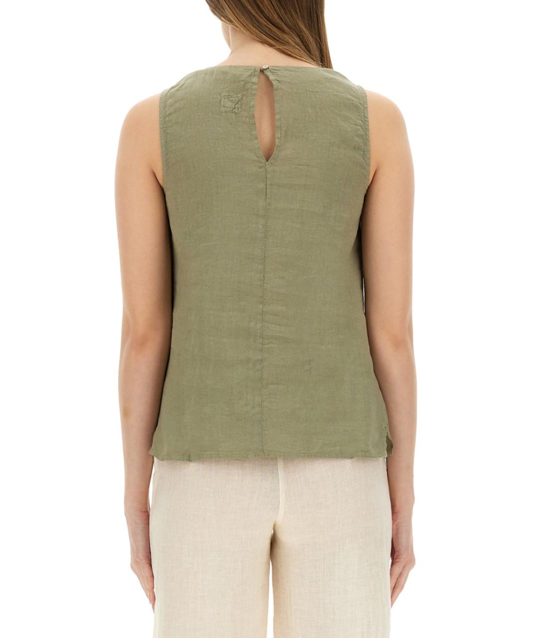 120% LINO Зеленая льняная блузы, фото 3