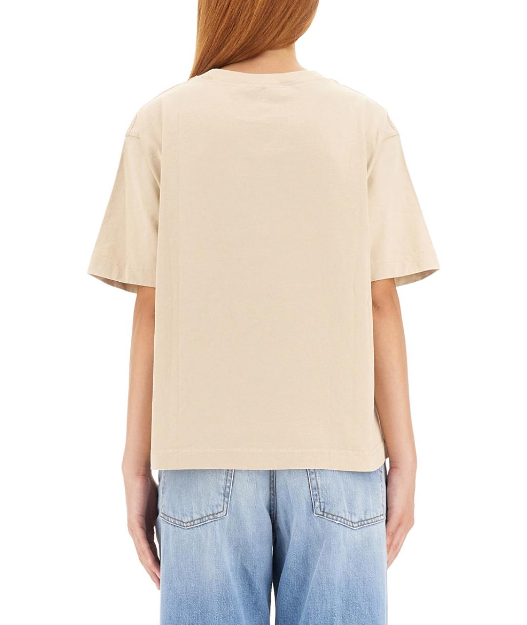 ACNE STUDIOS Бежевая хлопковая футболка, фото 3