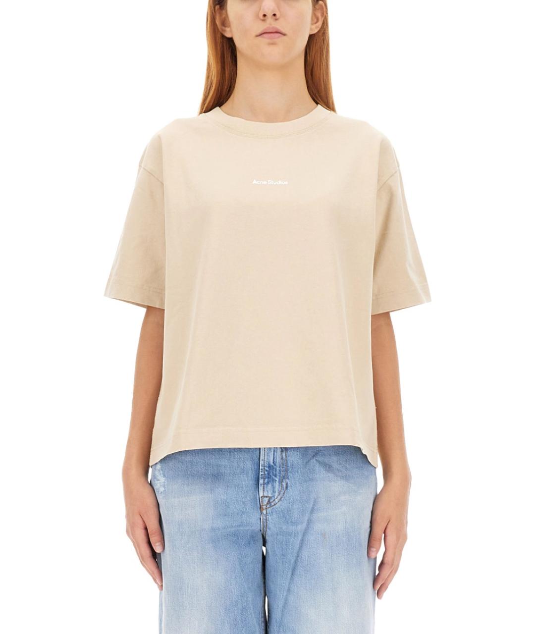 ACNE STUDIOS Бежевая хлопковая футболка, фото 1