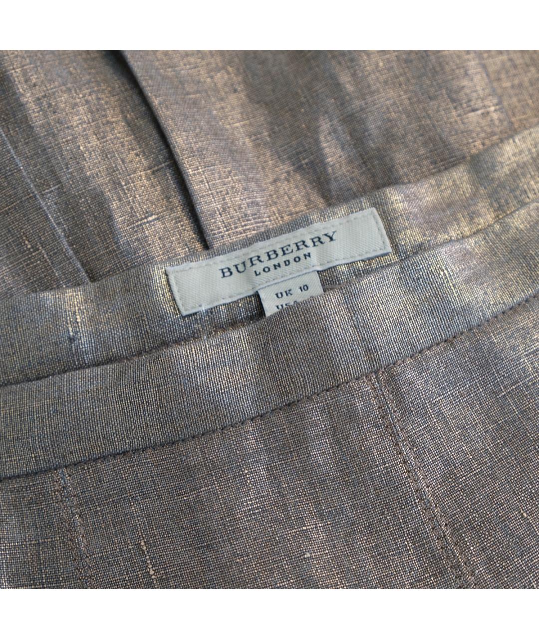 BURBERRY Коричневая льняная юбка миди, фото 3