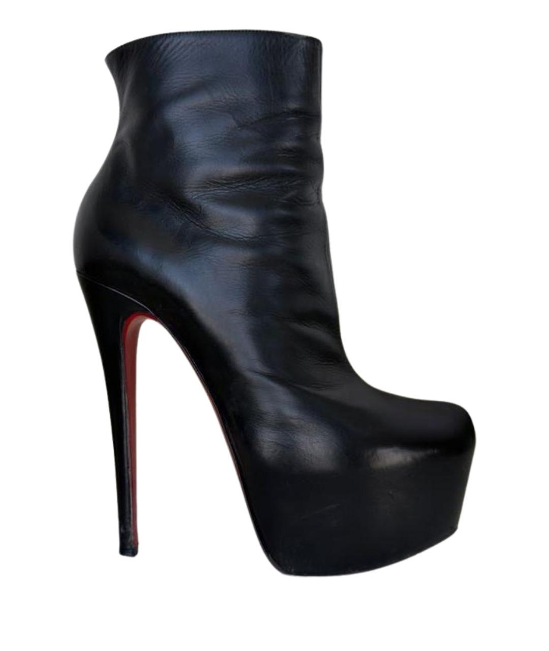 CHRISTIAN LOUBOUTIN Черные кожаные ботильоны, фото 1