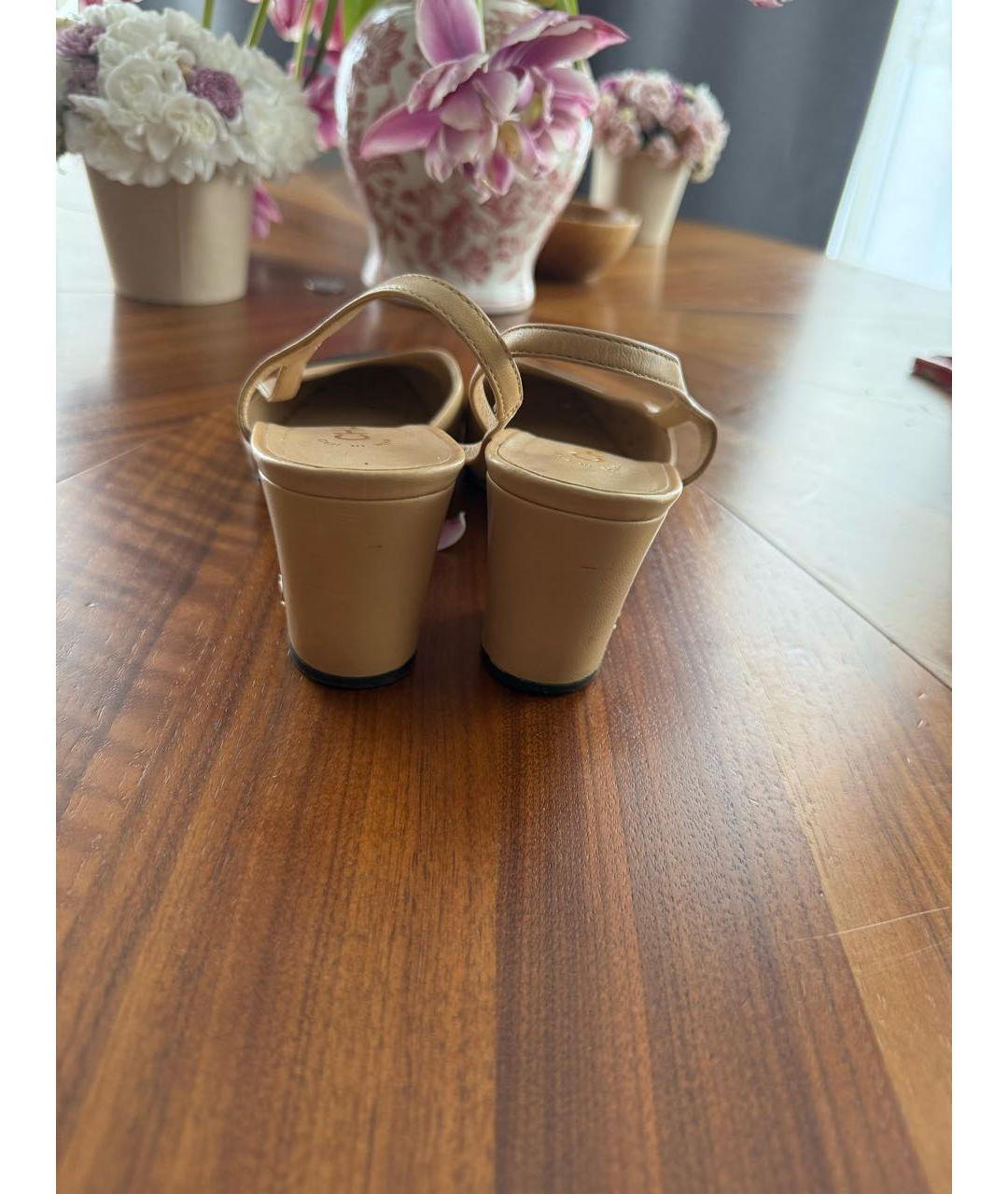 CHANEL Бежевые кожаные туфли, фото 4