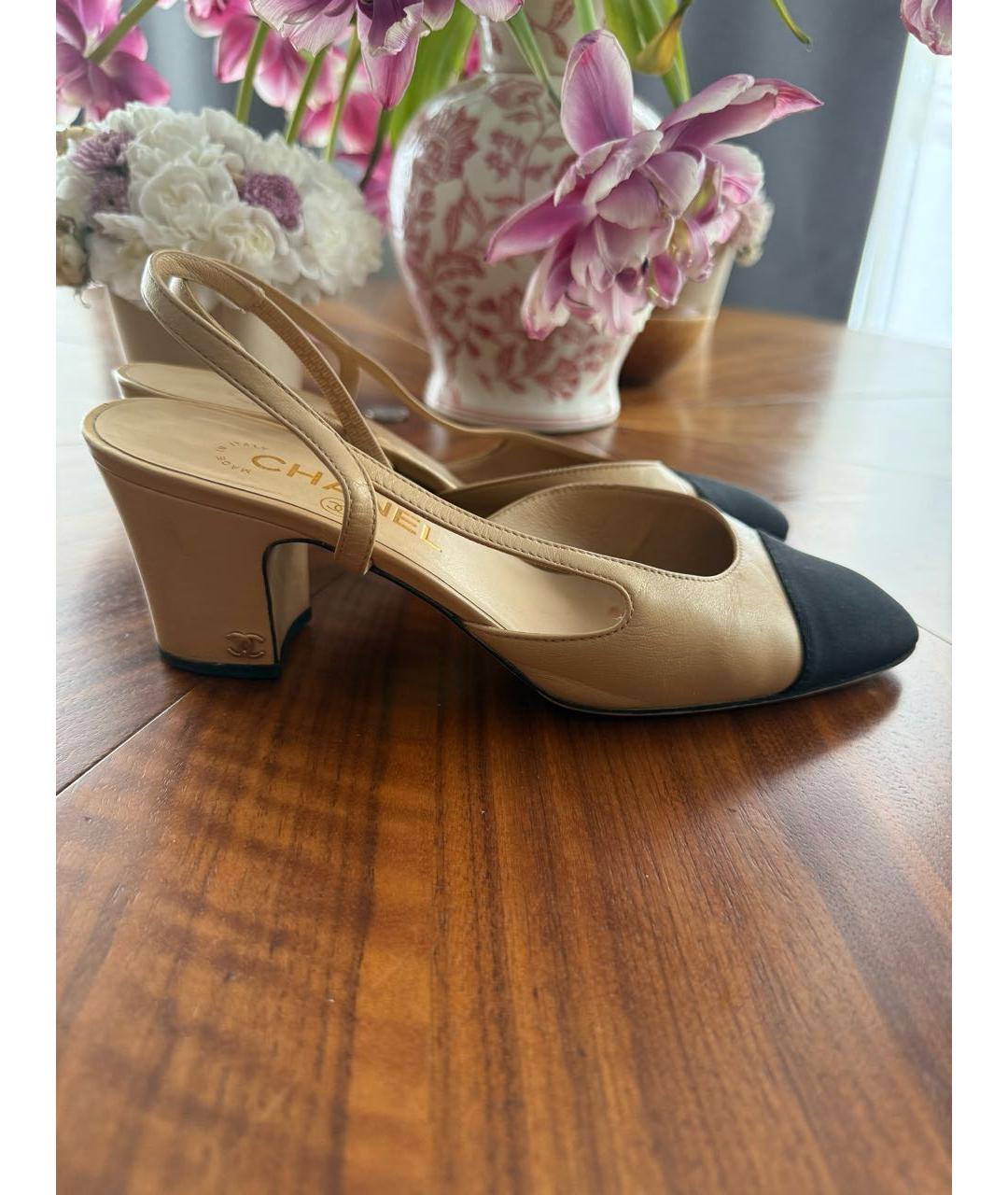 CHANEL Бежевые кожаные туфли, фото 5