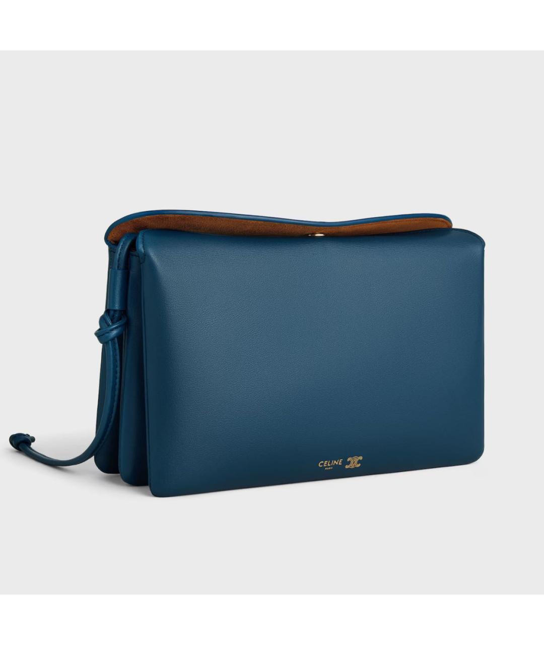 CELINE Синяя кожаная сумка через плечо, фото 4