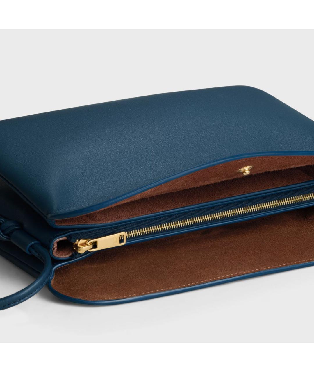 CELINE Синяя кожаная сумка через плечо, фото 2