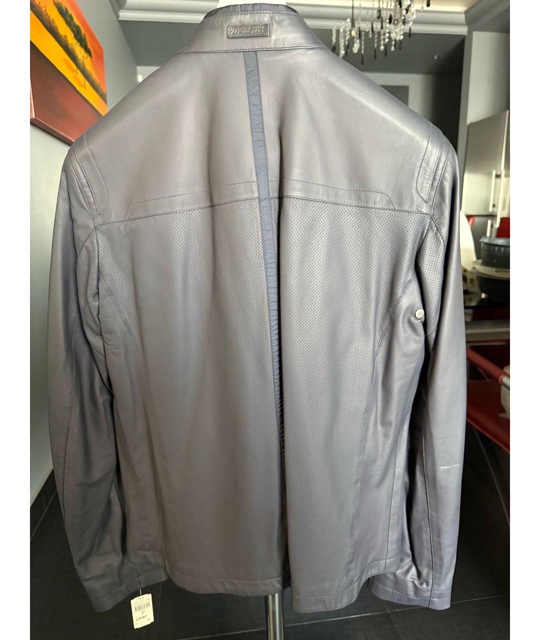 ZEGNA Темно-синяя кожаная куртка, фото 2