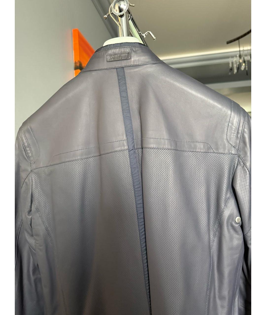 ZEGNA Темно-синяя кожаная куртка, фото 7