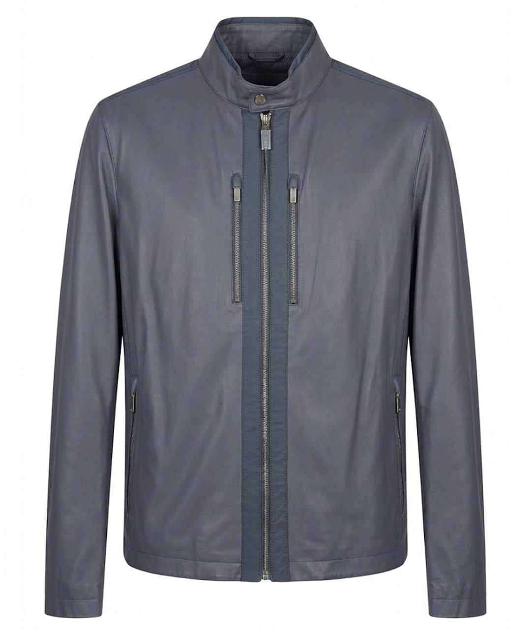 ZEGNA Темно-синяя кожаная куртка, фото 1