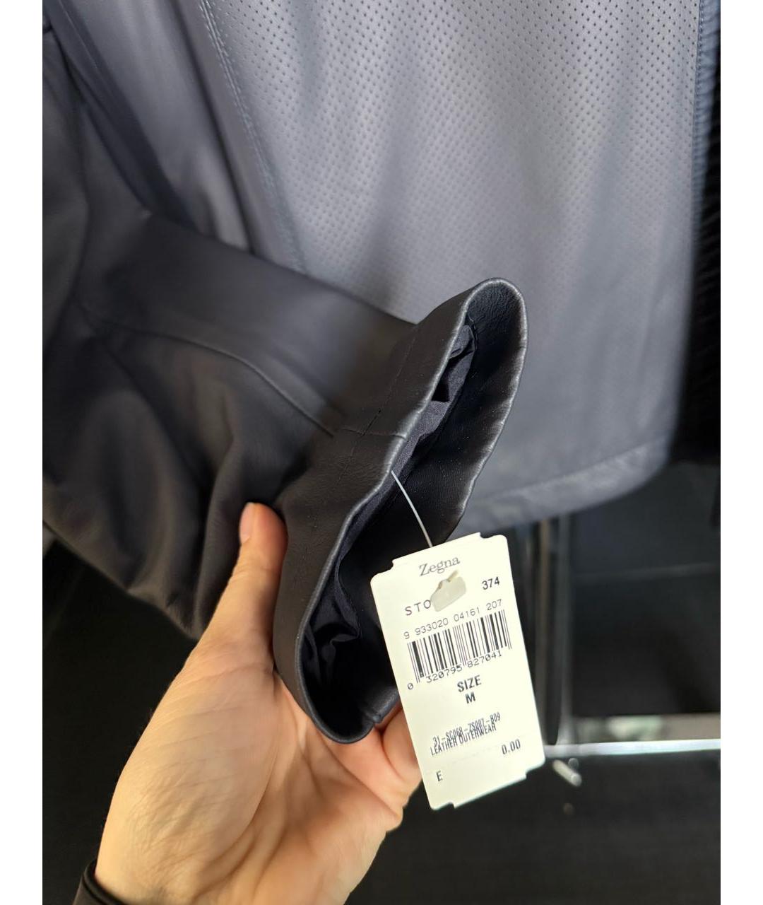 ZEGNA Темно-синяя кожаная куртка, фото 6