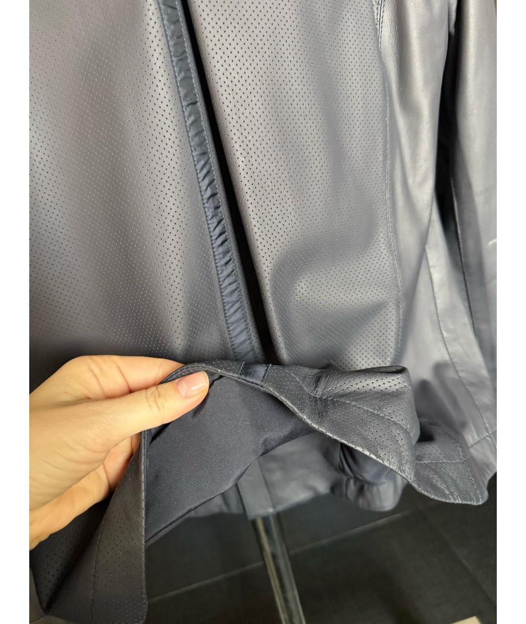 ZEGNA Темно-синяя кожаная куртка, фото 4