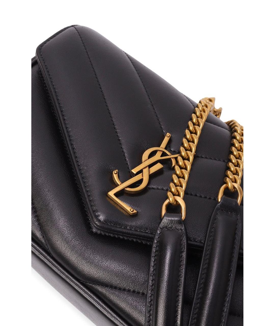 SAINT LAURENT Черная кожаная сумка с короткими ручками, фото 3