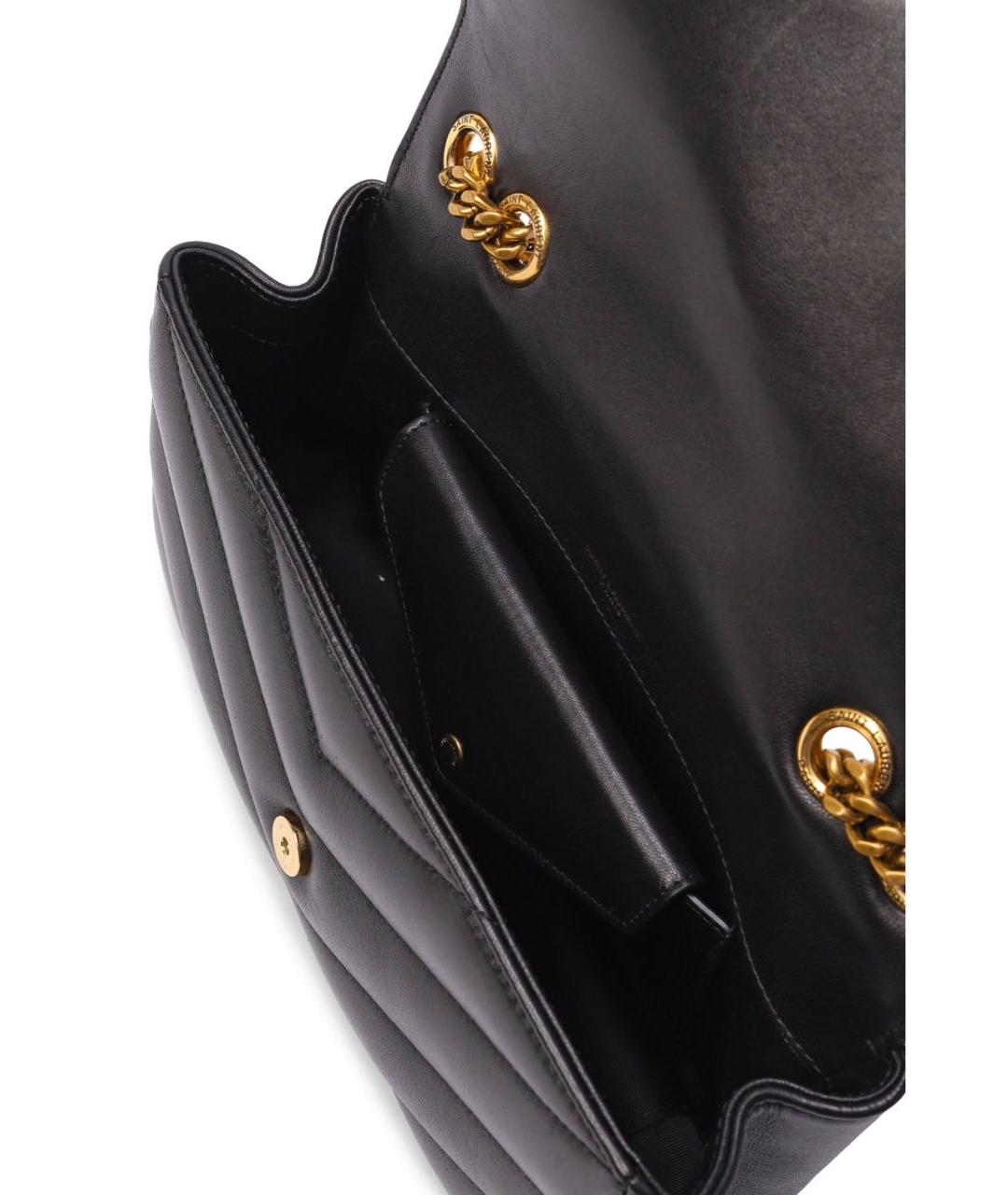 SAINT LAURENT Черная кожаная сумка с короткими ручками, фото 6