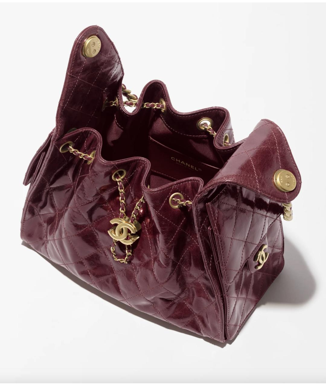 CHANEL Бордовая сумка с короткими ручками из лакированной кожи, фото 3