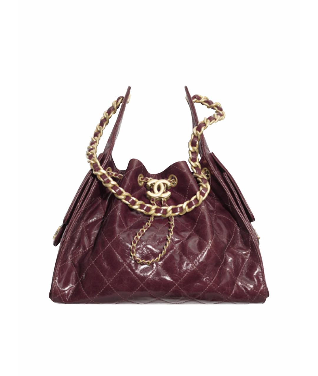 CHANEL Бордовая сумка с короткими ручками из лакированной кожи, фото 1