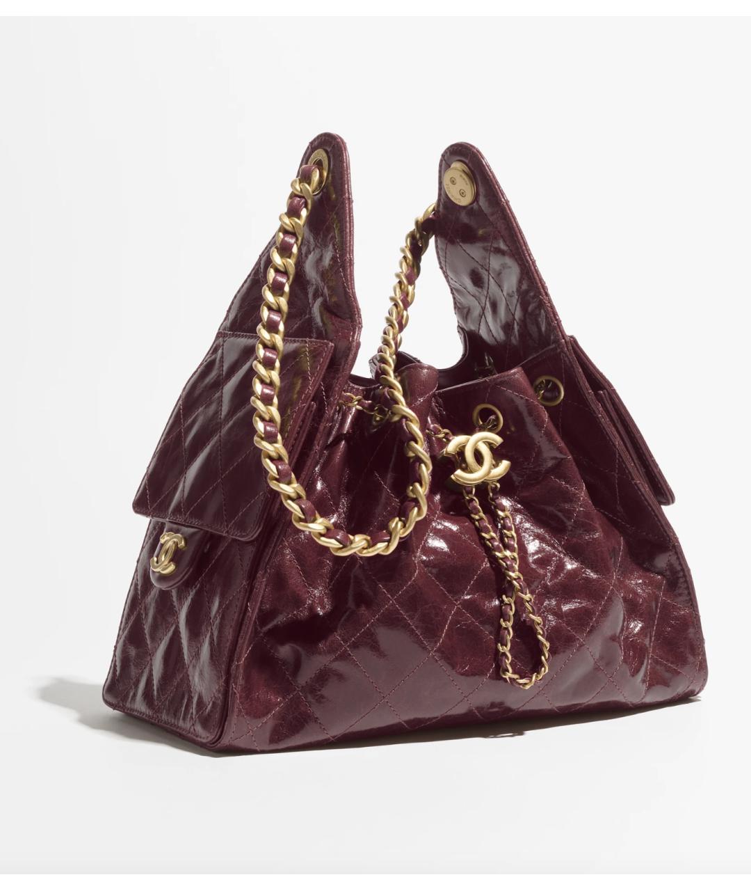 CHANEL Бордовая сумка с короткими ручками из лакированной кожи, фото 2