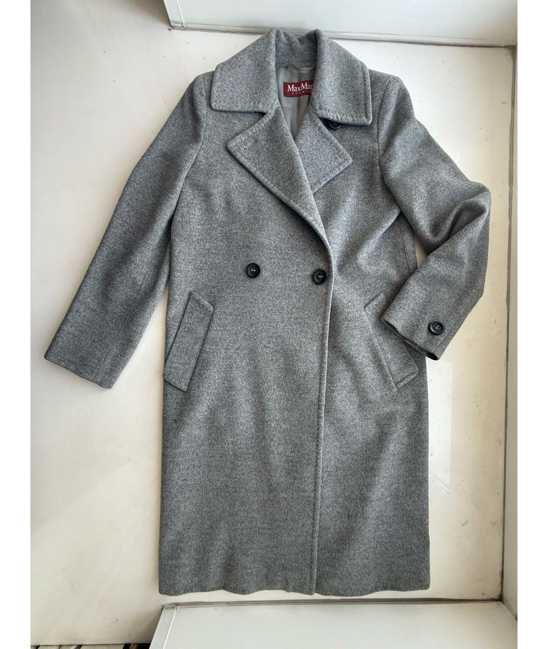 MAX MARA STUDIO Серое шерстяное пальто, фото 9