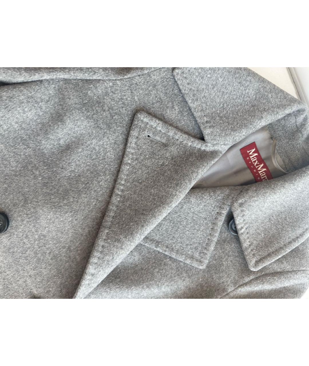 MAX MARA STUDIO Серое шерстяное пальто, фото 3