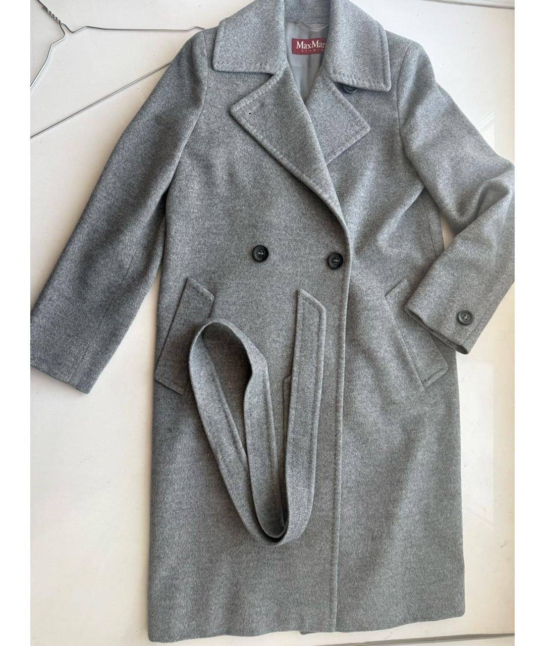 MAX MARA STUDIO Серое шерстяное пальто, фото 4