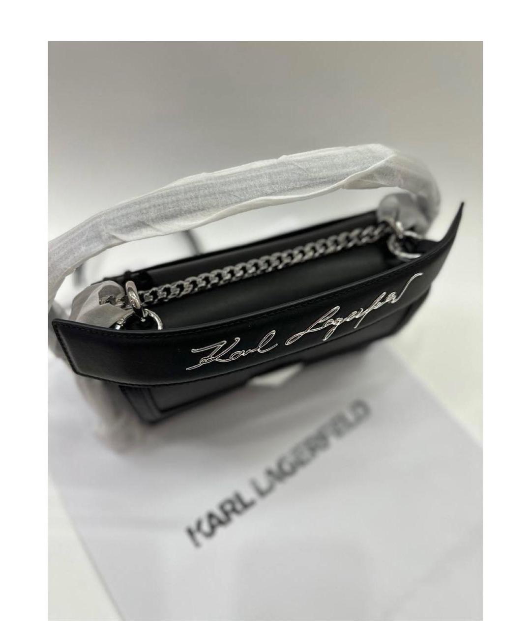 KARL LAGERFELD Черная кожаная сумка через плечо, фото 7