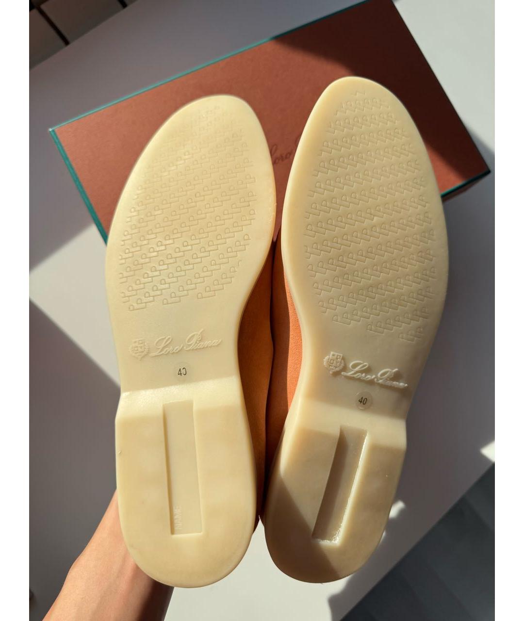 LORO PIANA Коралловые замшевые лоферы, фото 6