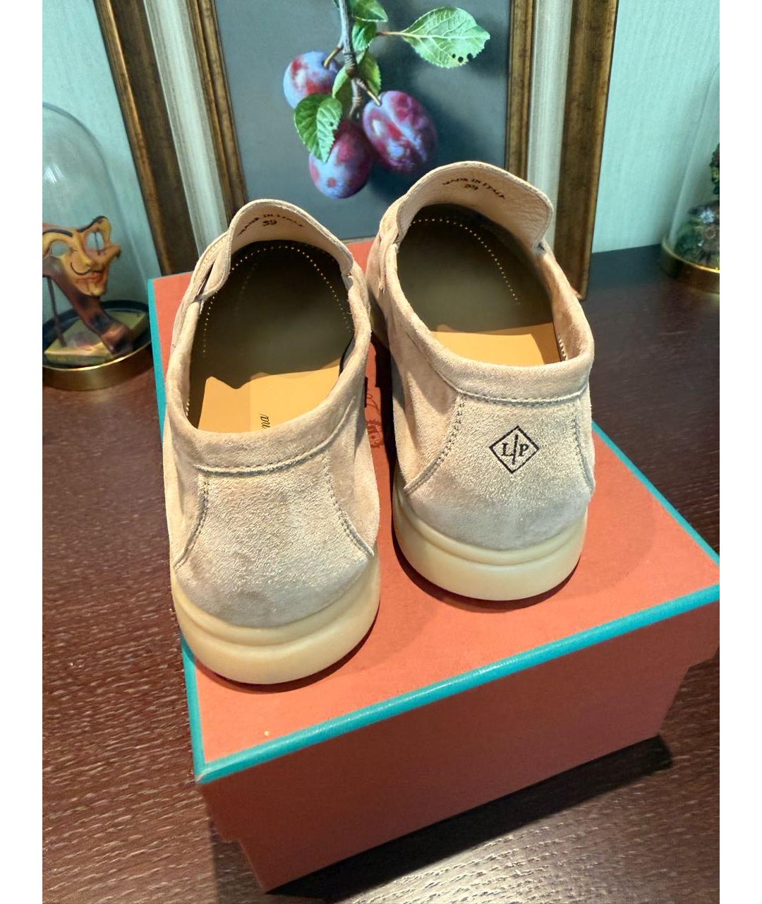 LORO PIANA Бежевые замшевые лоферы, фото 4