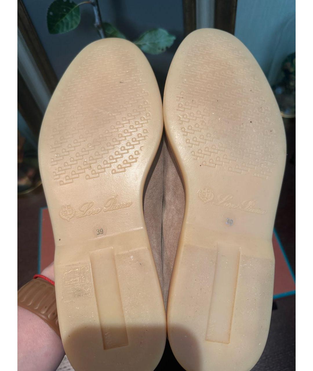 LORO PIANA Бежевые замшевые лоферы, фото 5