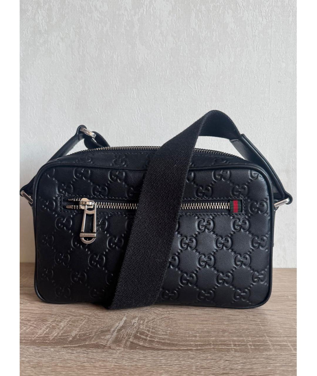 GUCCI Черная кожаная сумка через плечо, фото 9