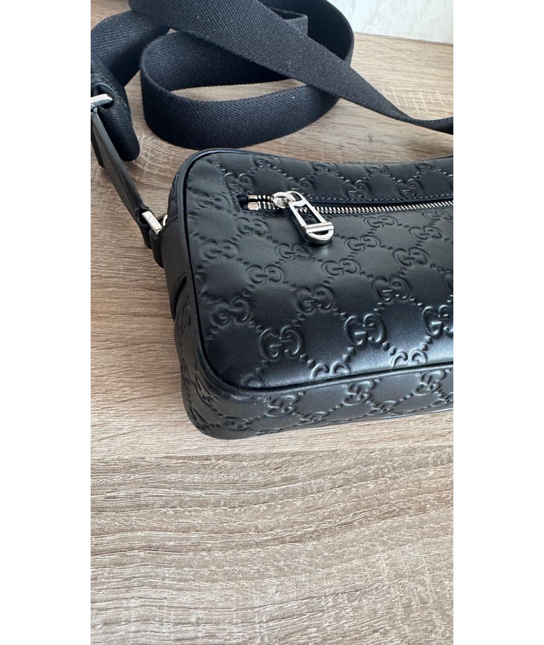 GUCCI Черная кожаная сумка через плечо, фото 4
