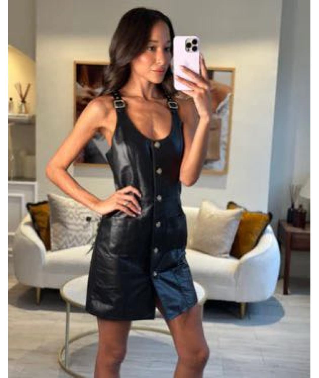 CHANEL Черное кожаное коктейльное платье, фото 5