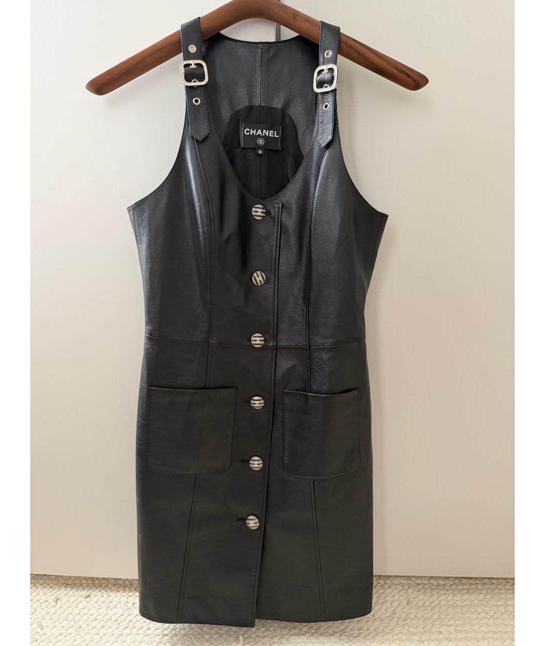 CHANEL Черное кожаное коктейльное платье, фото 7