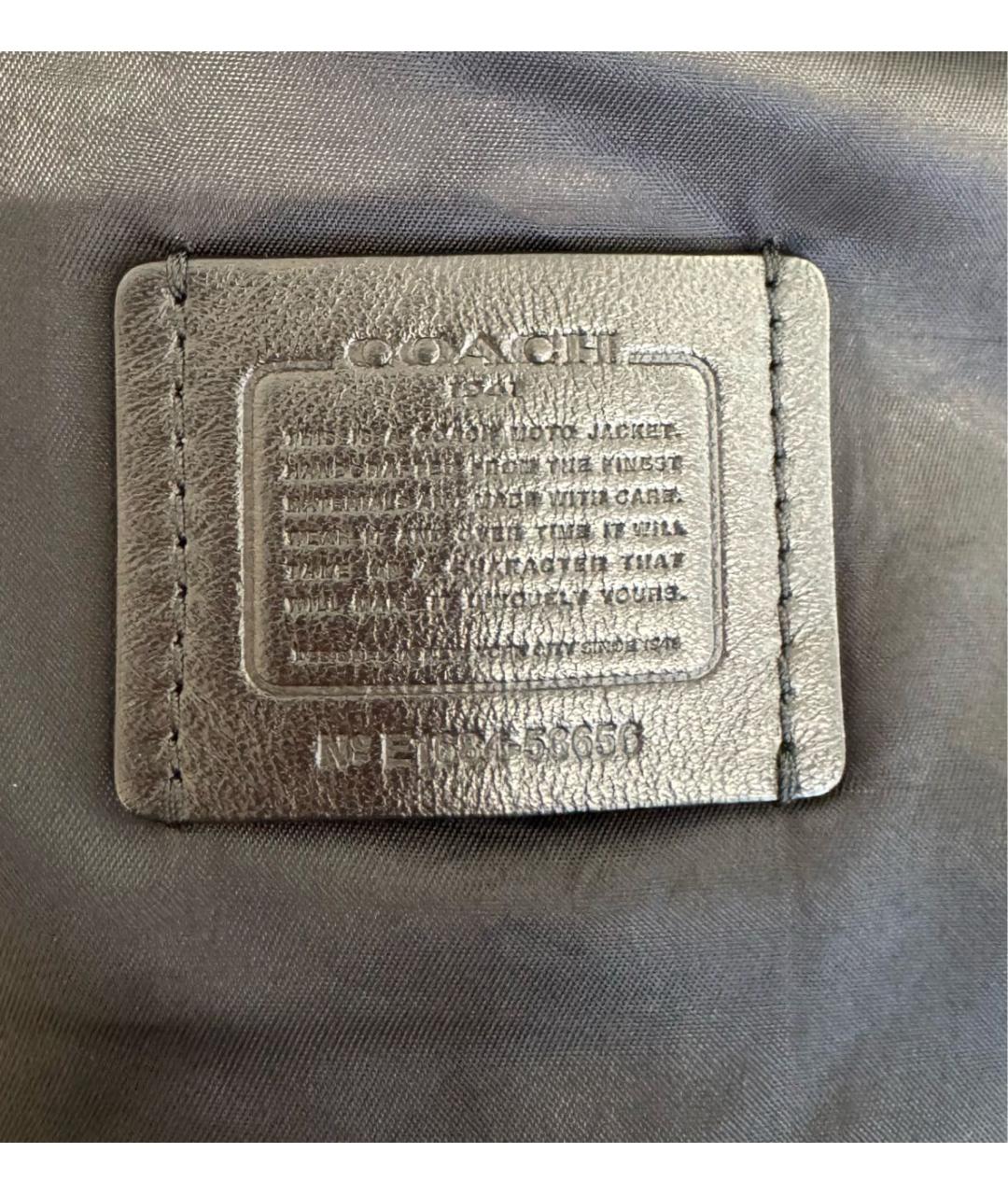 COACH Черная кожаная куртка, фото 5