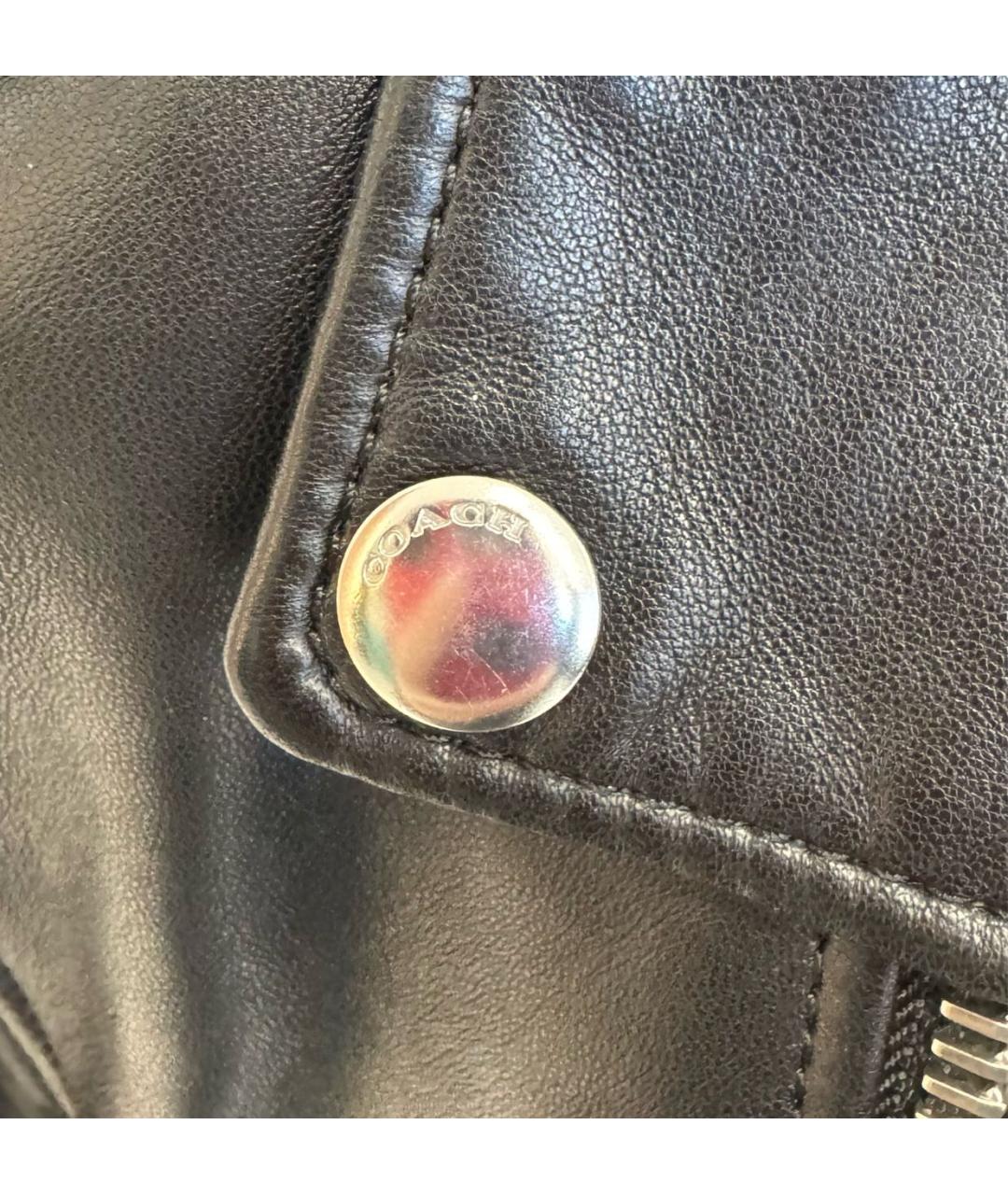 COACH Черная кожаная куртка, фото 6