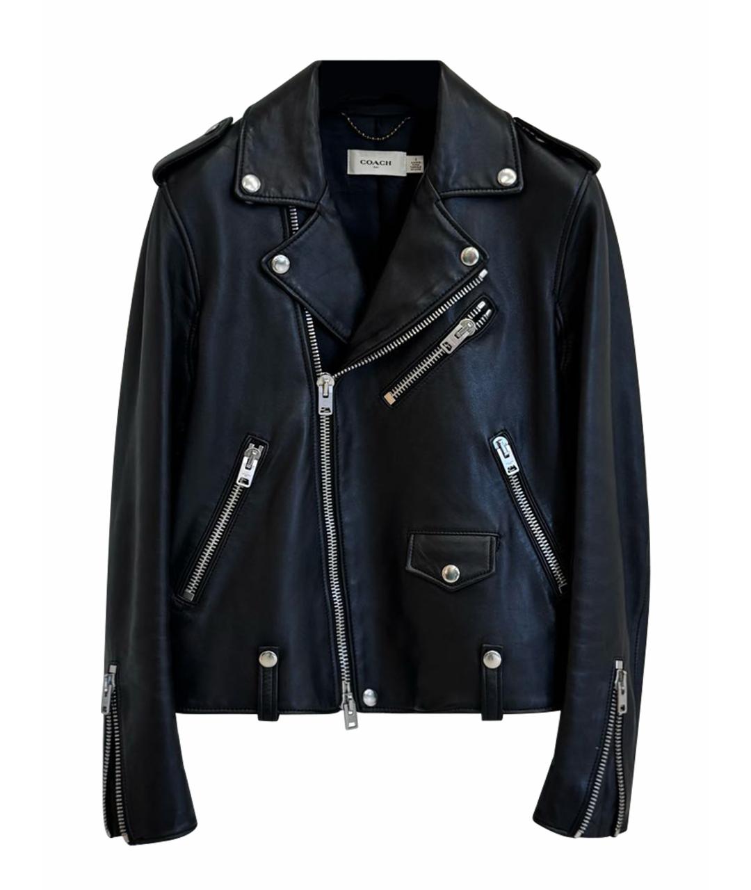 COACH Черная кожаная куртка, фото 1