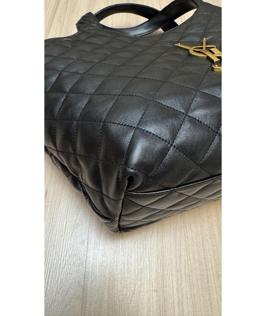 SAINT LAURENT Черная кожаная сумка тоут, фото 3