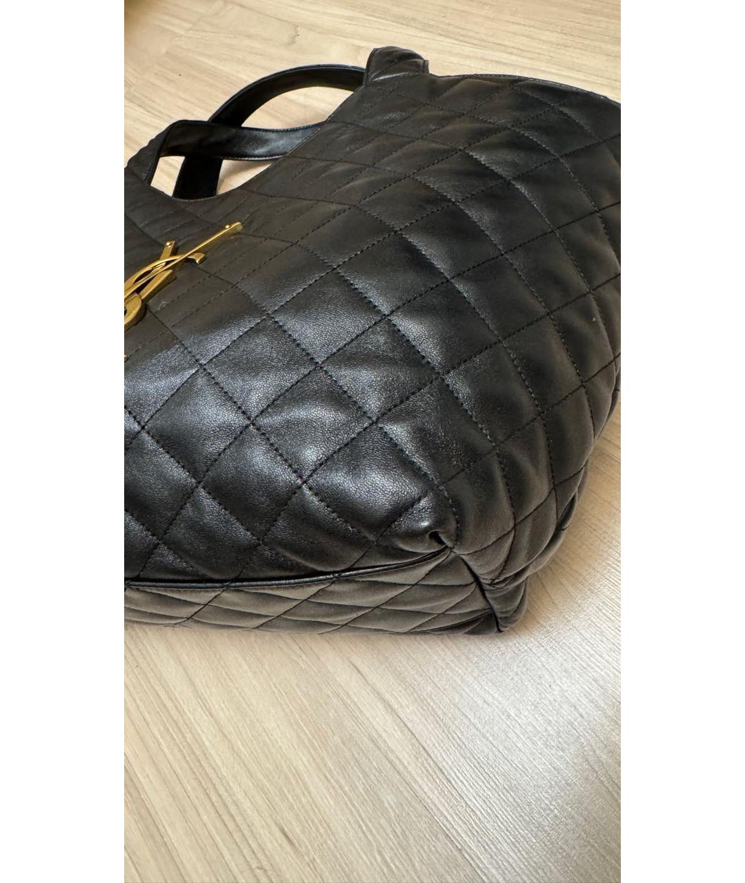 SAINT LAURENT Черная кожаная сумка тоут, фото 4