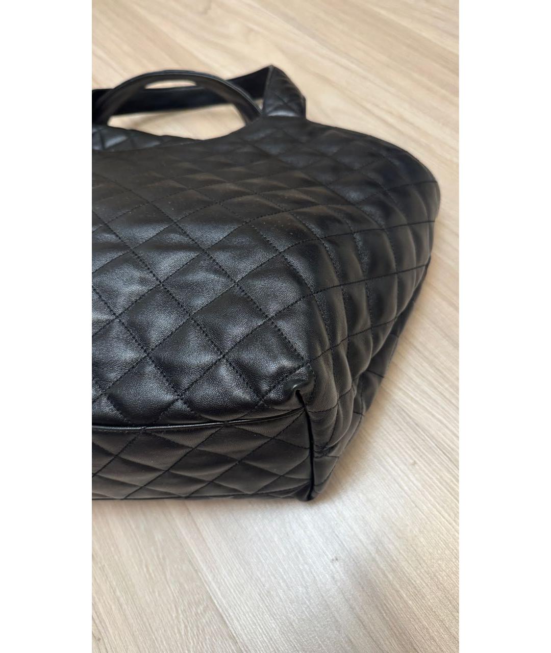 SAINT LAURENT Черная кожаная сумка тоут, фото 6