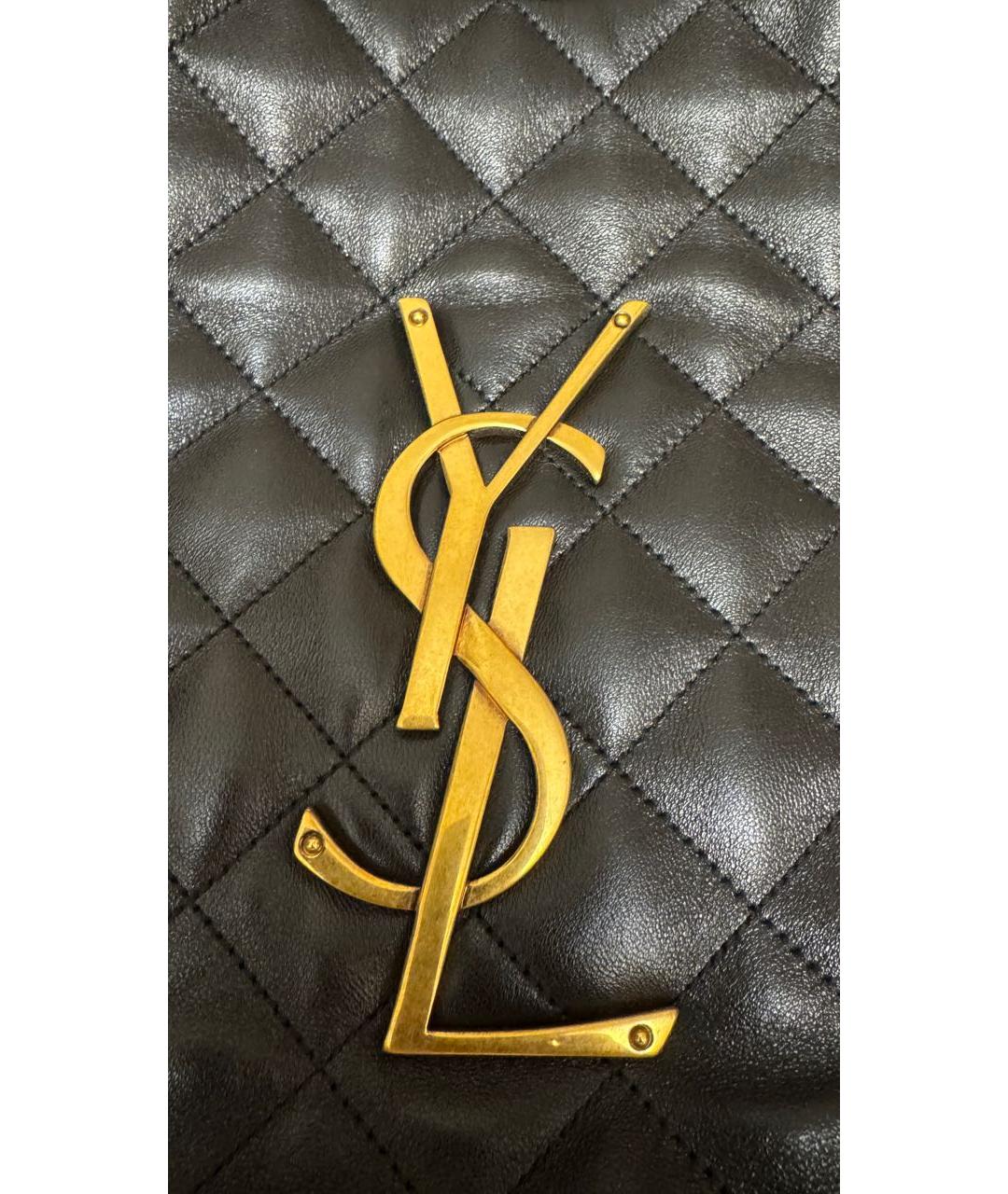 SAINT LAURENT Черная кожаная сумка тоут, фото 8