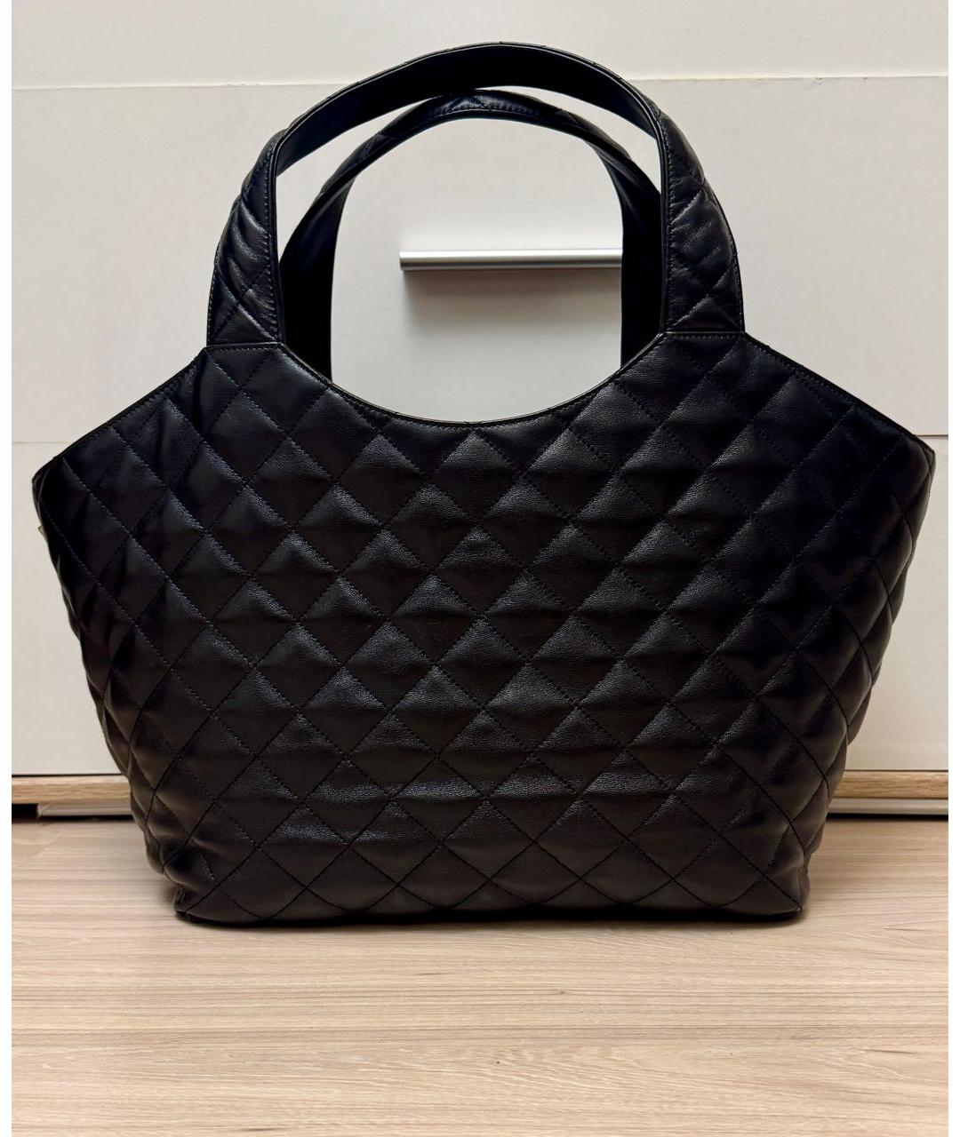 SAINT LAURENT Черная кожаная сумка тоут, фото 2