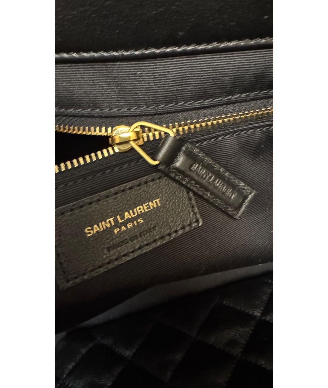 SAINT LAURENT Черная кожаная сумка тоут, фото 7