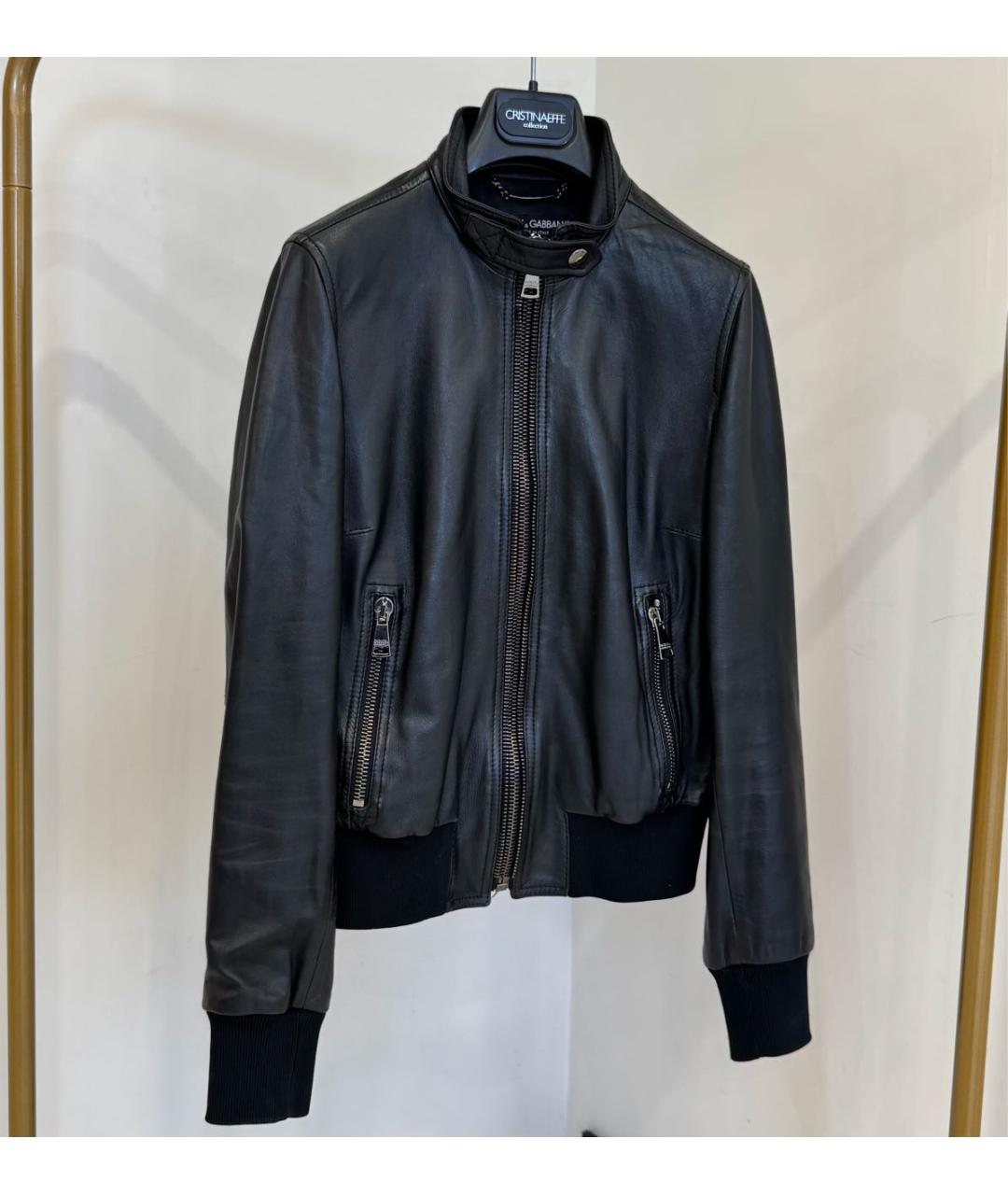 DOLCE&GABBANA Черная кожаная куртка, фото 2