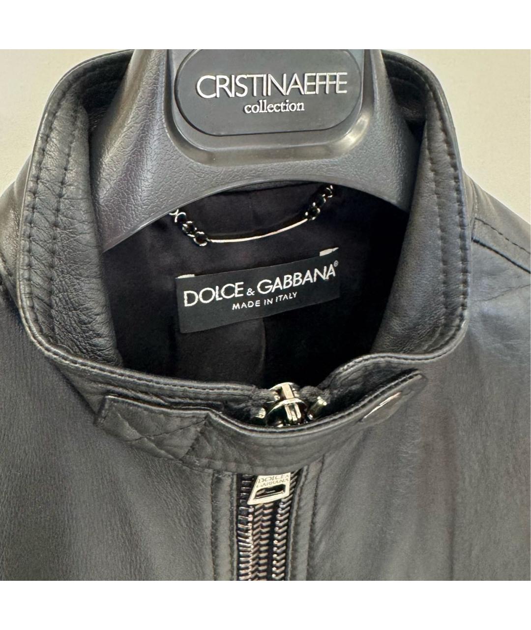 DOLCE&GABBANA Черная кожаная куртка, фото 4