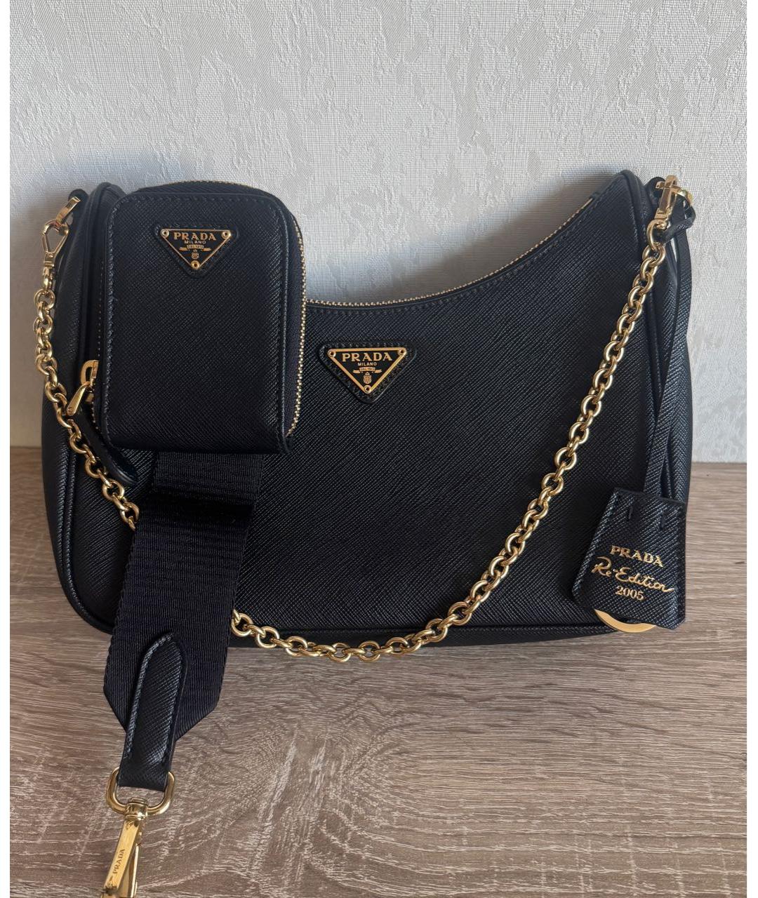 PRADA Черная кожаная сумка через плечо, фото 9