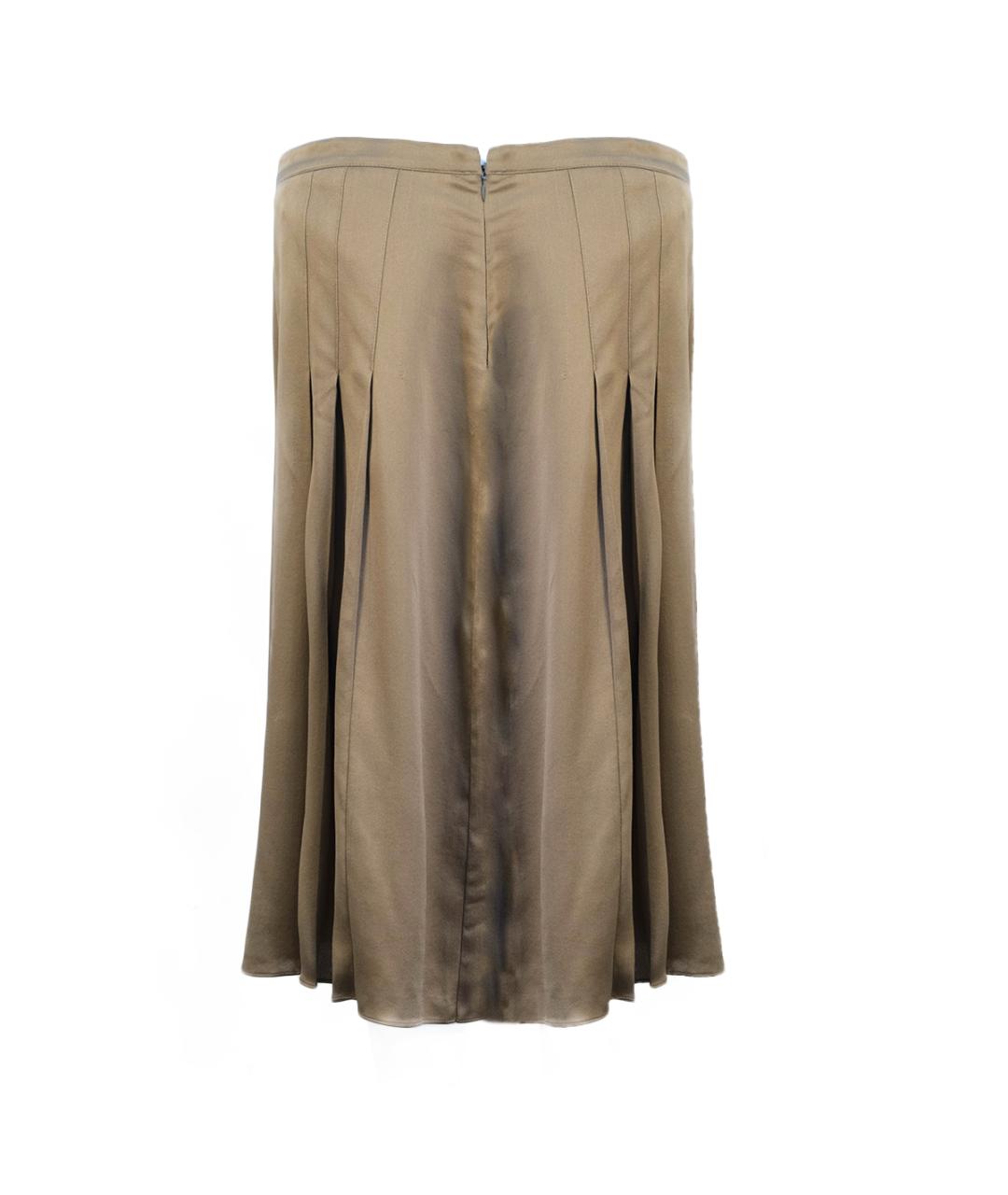 BURBERRY Коричневая шелковая юбка миди, фото 2