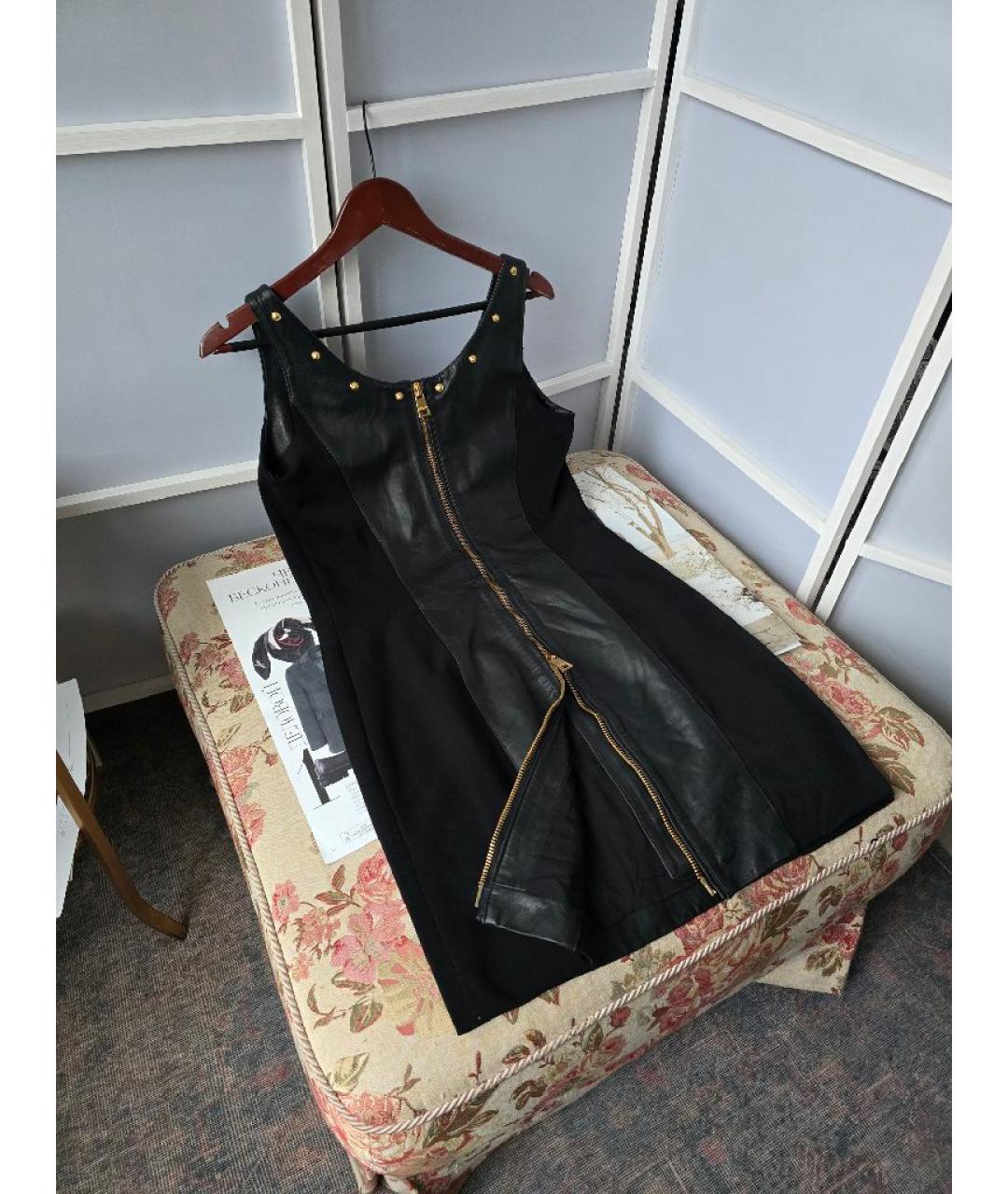 VERSUS VERSACE Черное кожаное платье, фото 2