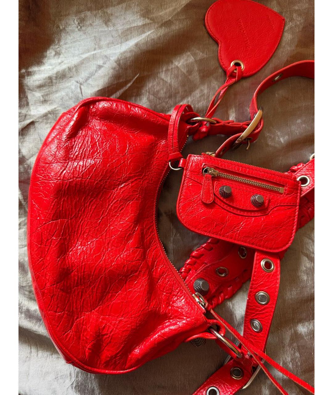 BALENCIAGA Красная кожаная сумка через плечо, фото 4
