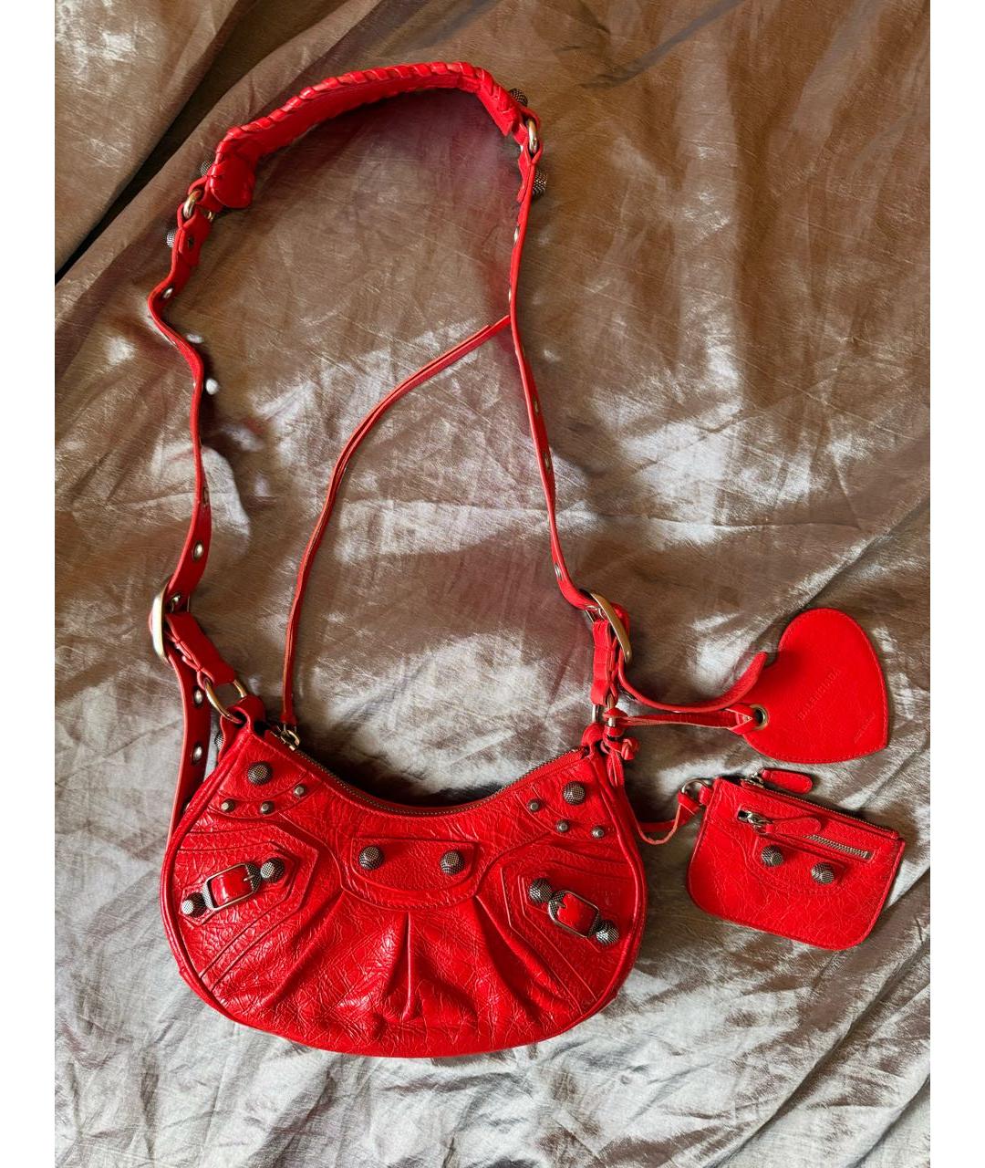 BALENCIAGA Красная кожаная сумка через плечо, фото 9