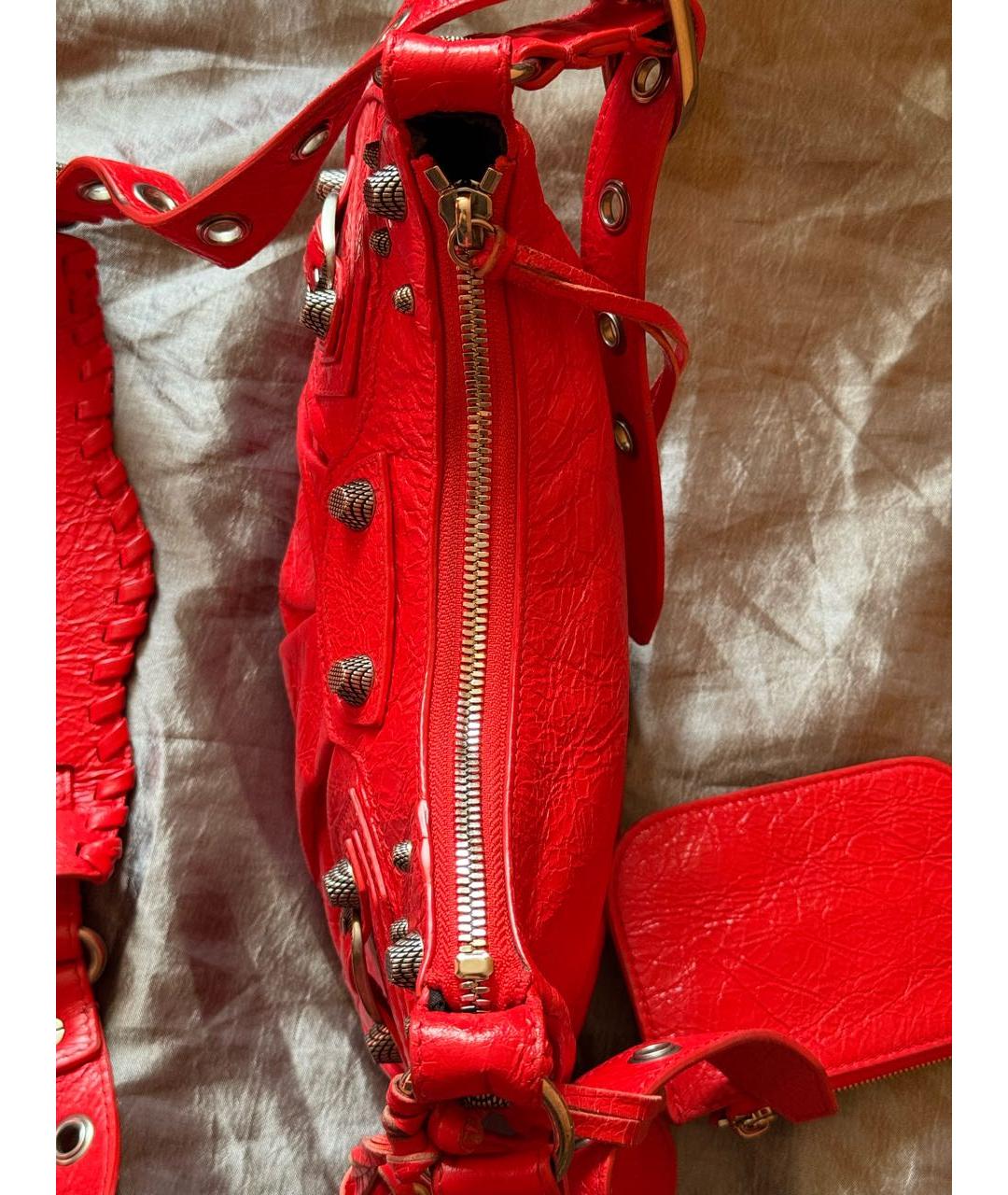 BALENCIAGA Красная кожаная сумка через плечо, фото 6