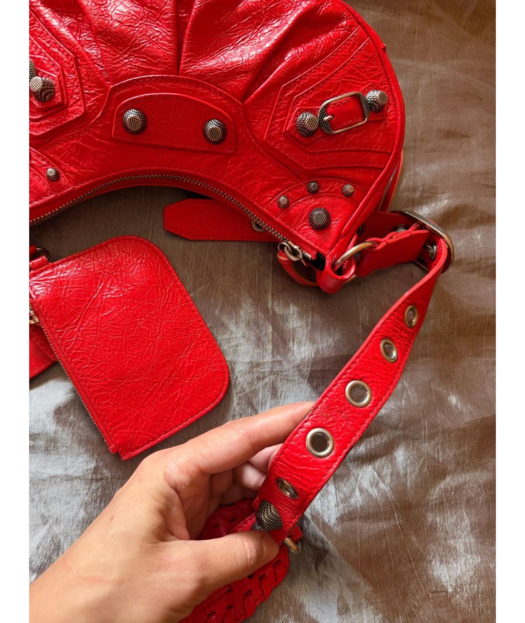 BALENCIAGA Красная кожаная сумка через плечо, фото 8