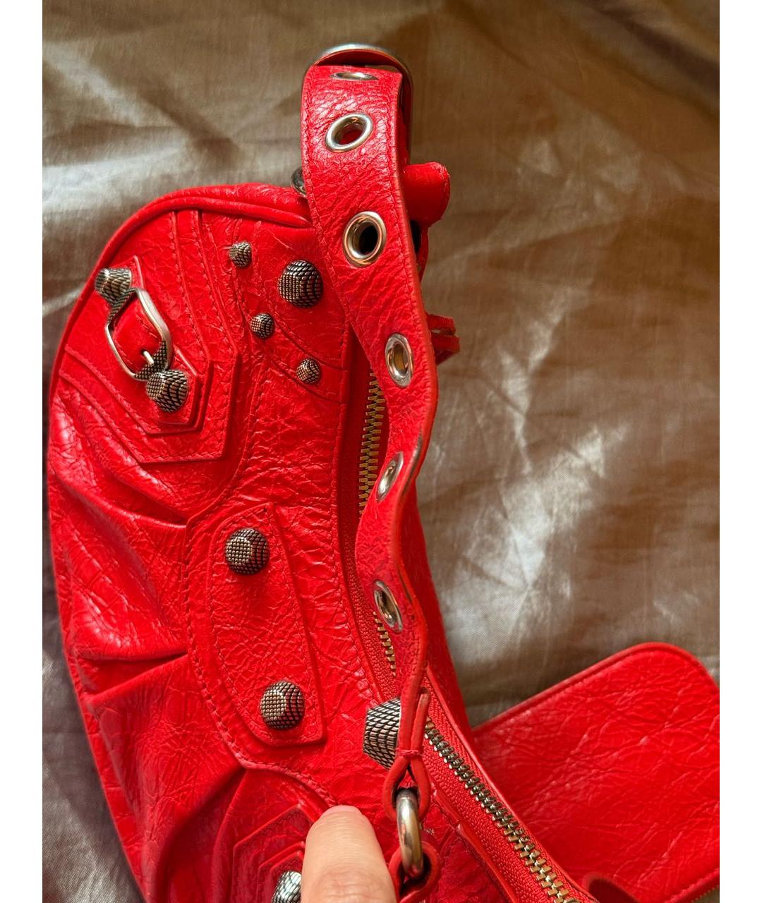 BALENCIAGA Красная кожаная сумка через плечо, фото 7