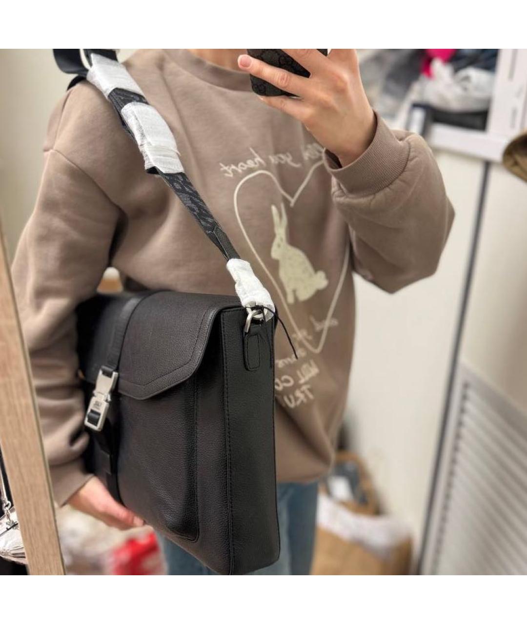 KARL LAGERFELD Черный кожаный портфель, фото 3